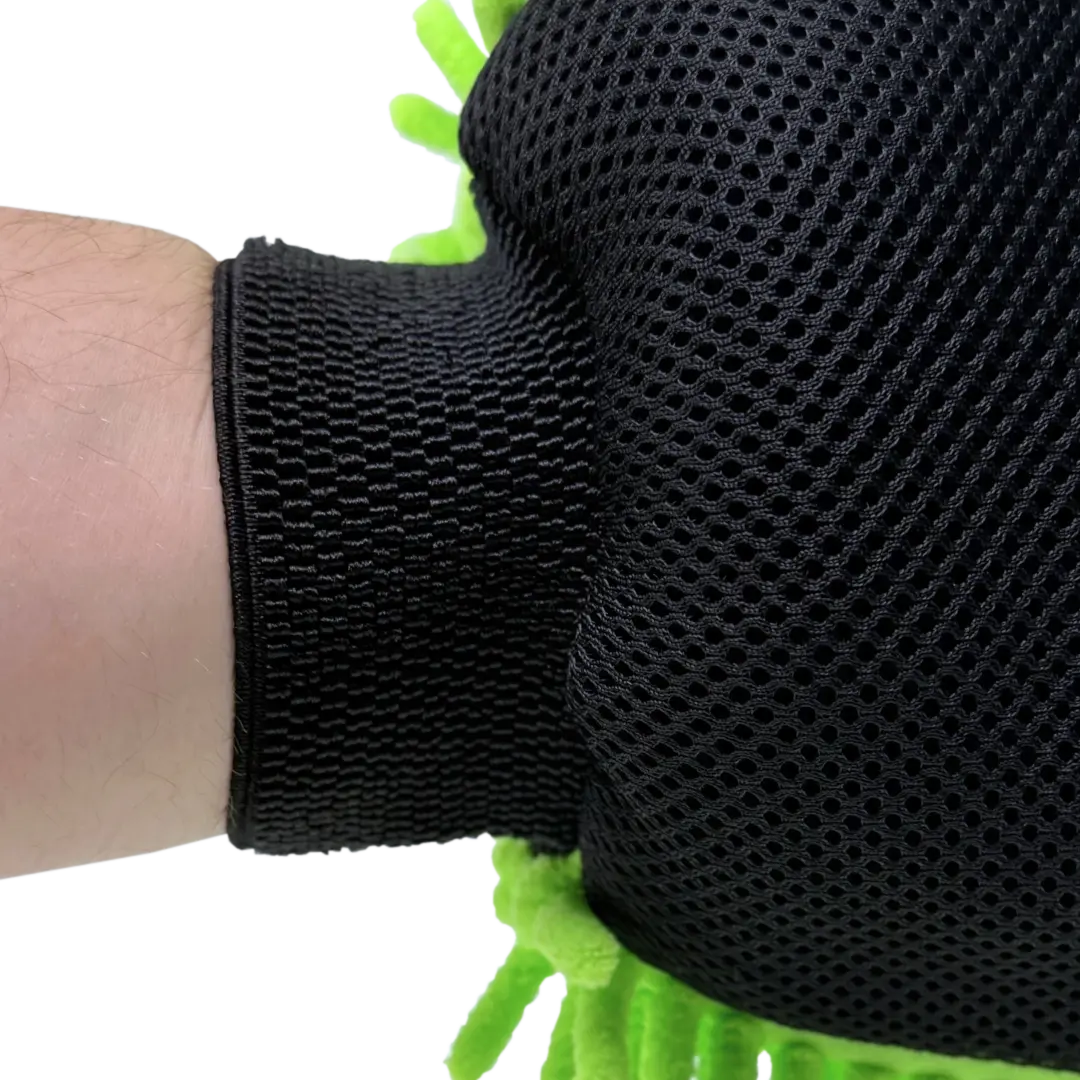 LUVA DE LAVAGEM VERDE PREMIUM COM TENTÁCULOS -26X22CM aberta